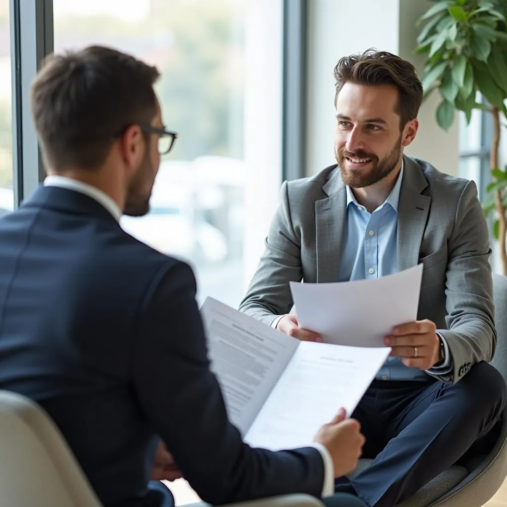 Business Owner Discussing Commercial Car Insurance with Agent