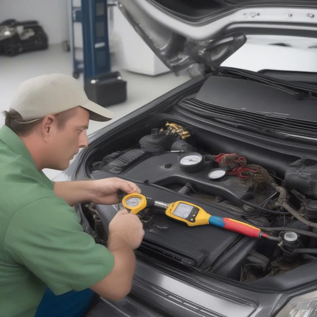 Car AC Refrigerant Leak Repair Cost: A Technician Inspecting the System