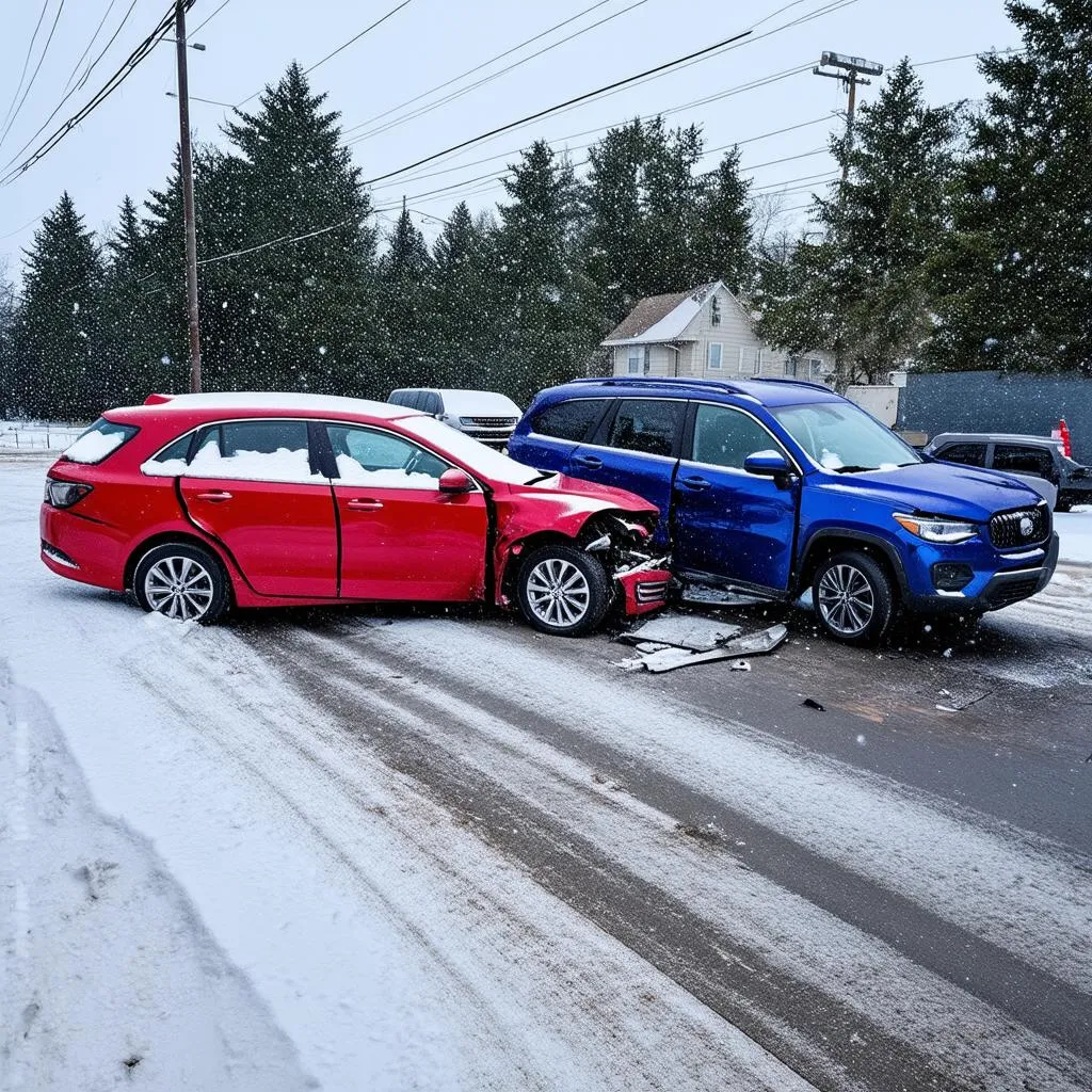 Car Accident in Snowy Conditions