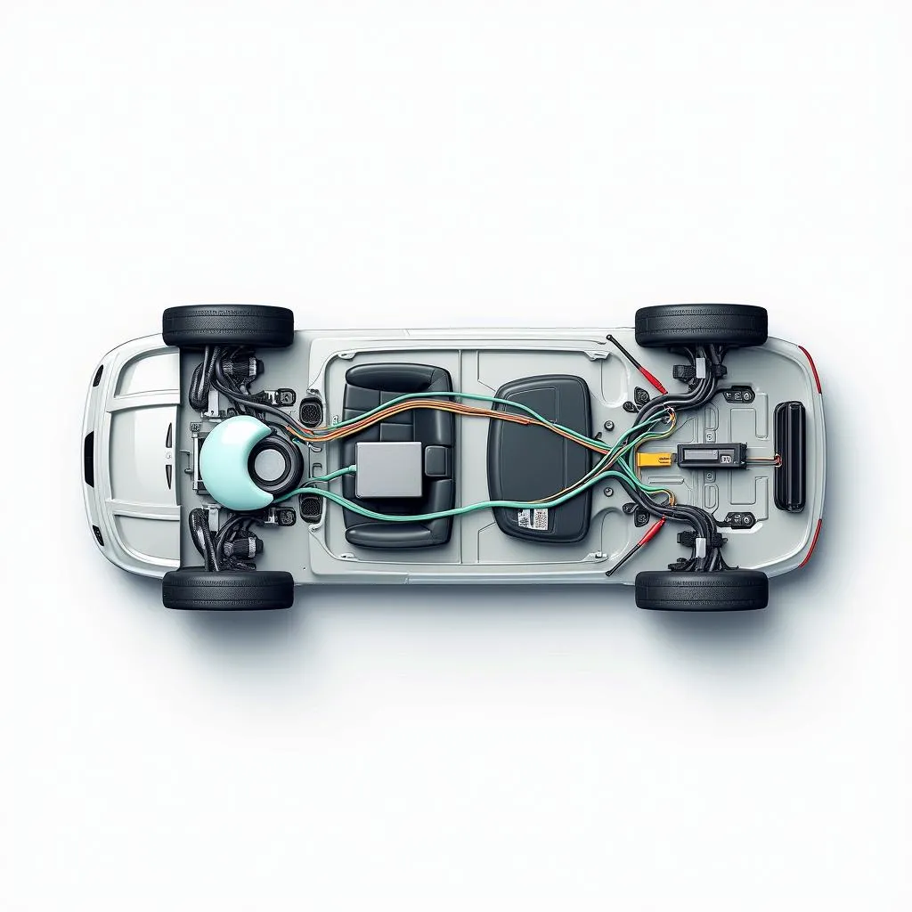 Diagram of a car airbag system components