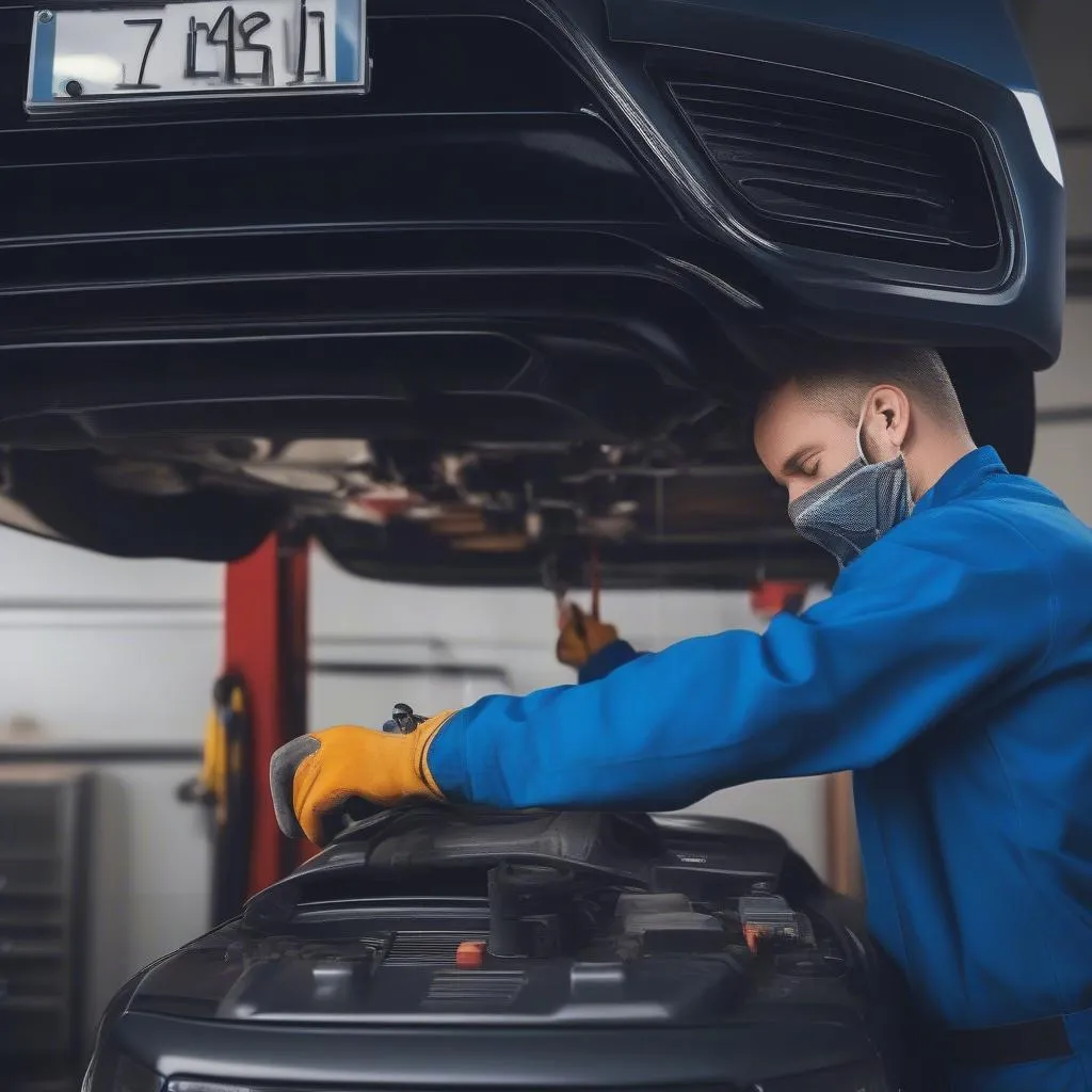 Mechanic Changing Car Battery