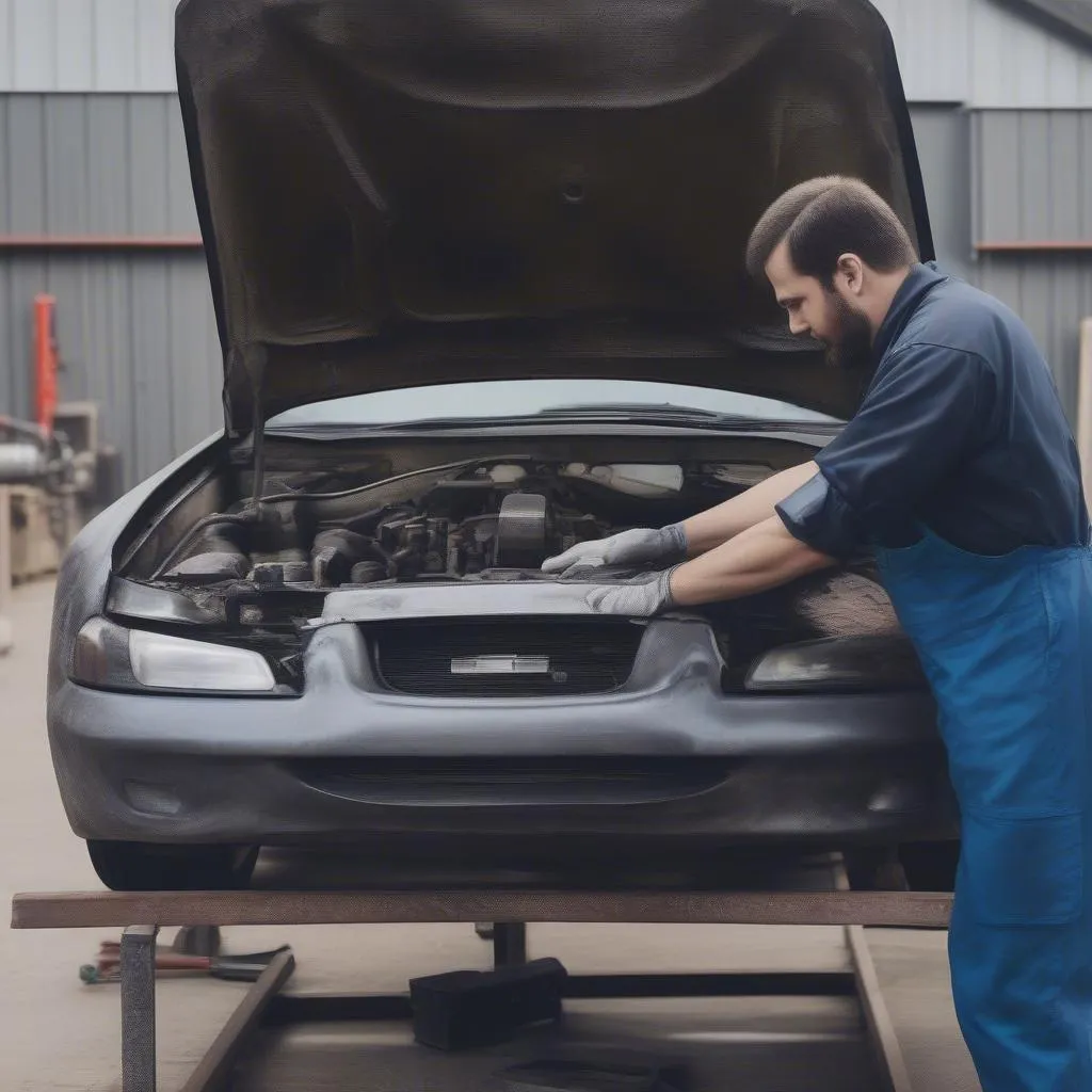 Car being repaired