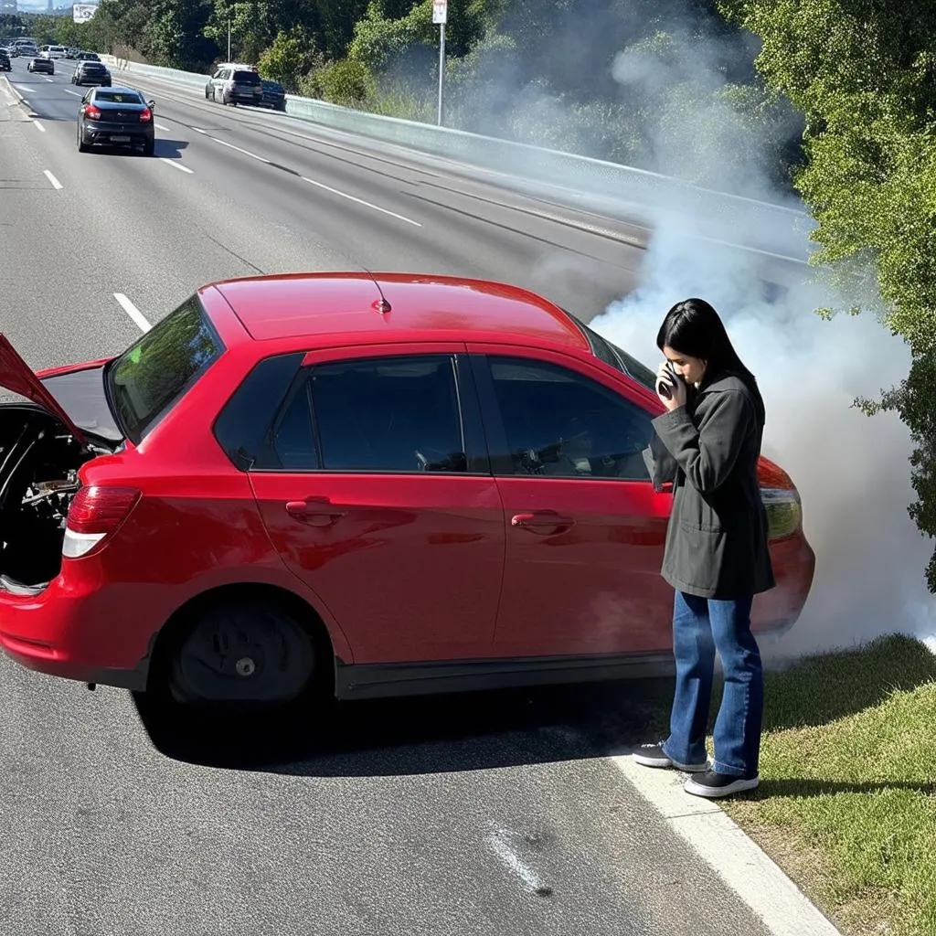 Car Broken Down on Highway