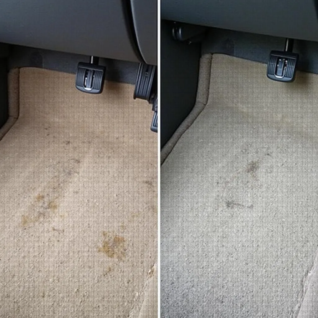 Car Carpet Before and After Professional Cleaning