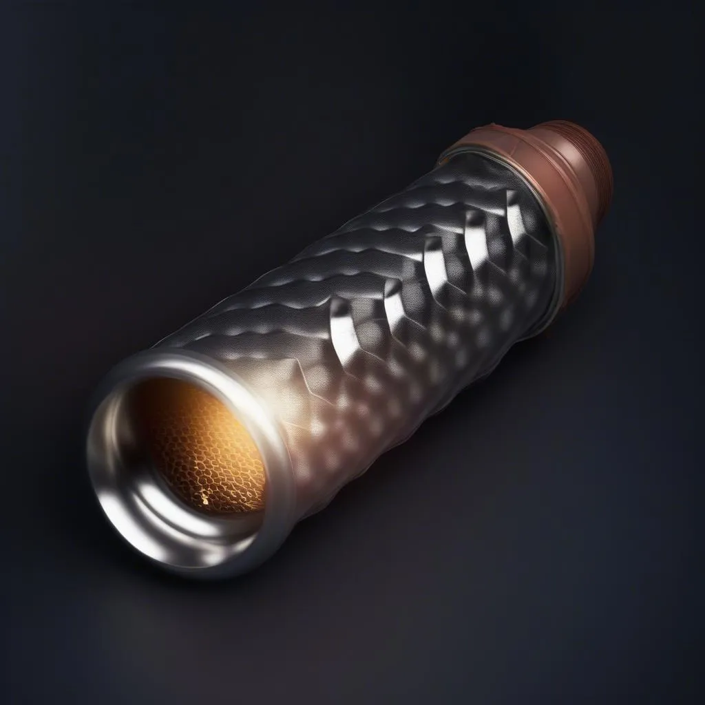 Car catalytic converter with glowing honeycomb inside