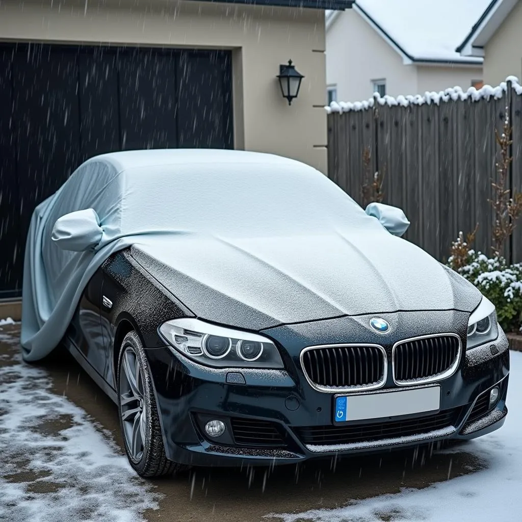 Car cover protecting a car from hail