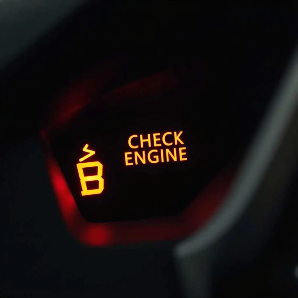 Car Dashboard with Check Engine Light On