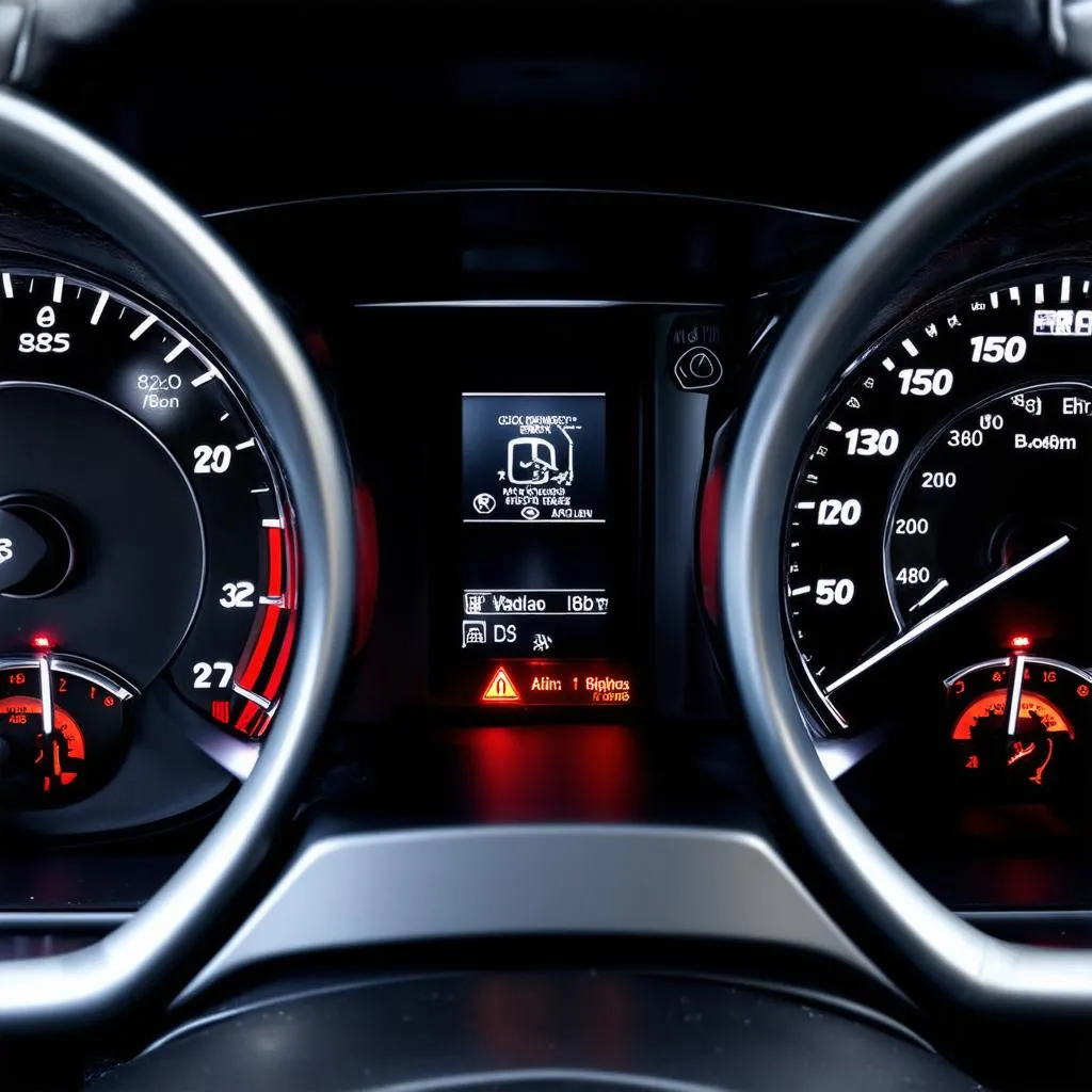 Car Dashboard with Warning Lights