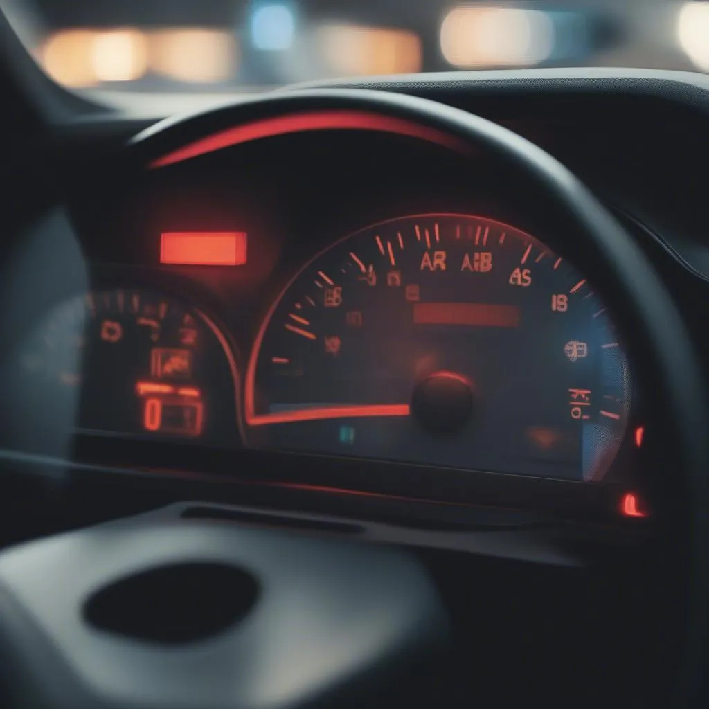 Car Dashboard Warning Lights Illuminated