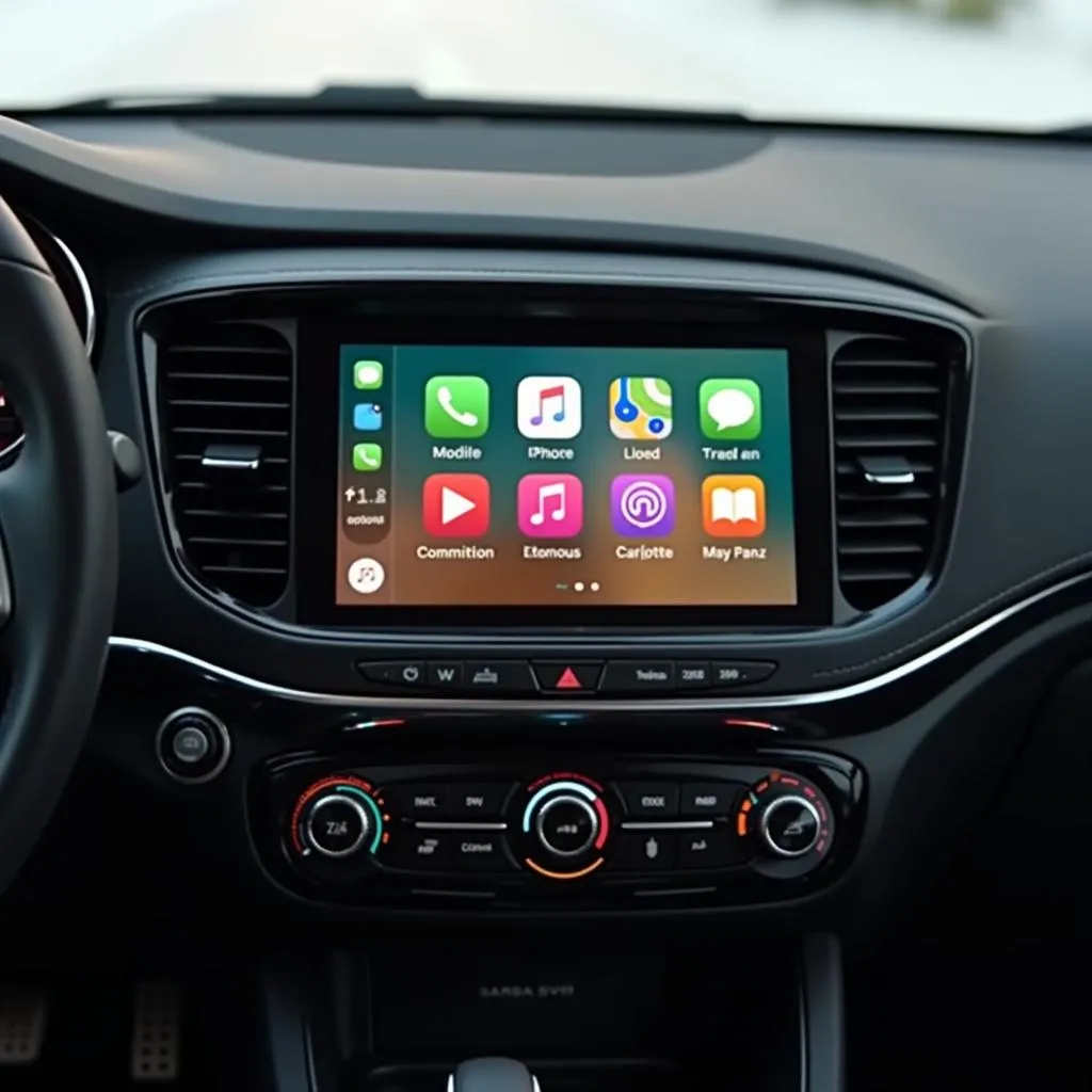 Car Dashboard Displaying Apple CarPlay Interface