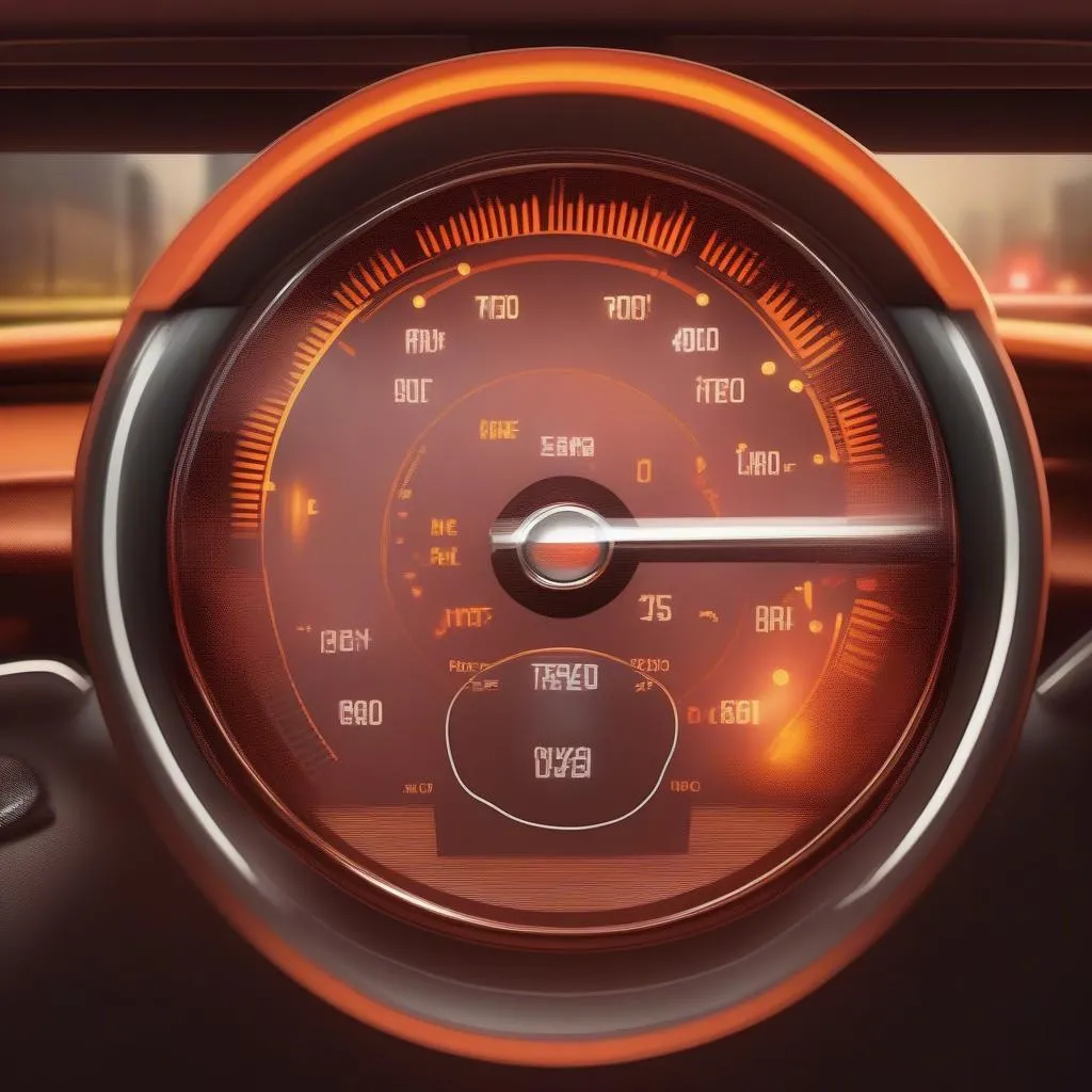 Car dashboard with check engine light illuminated