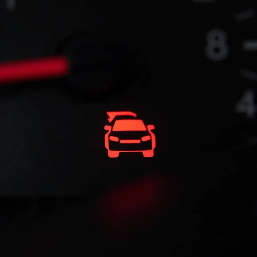 Car Dashboard with Check Engine Light Illuminated