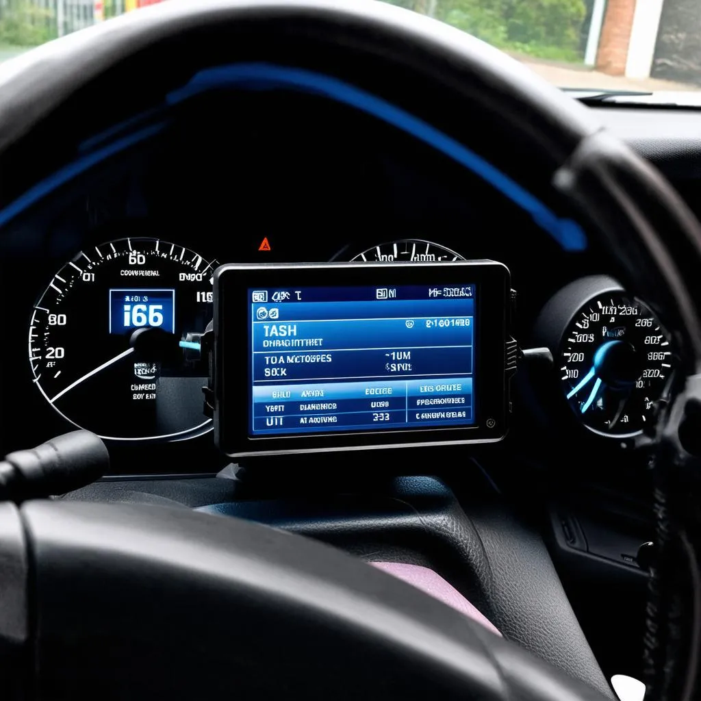 Car dashboard with diagnostic scanner