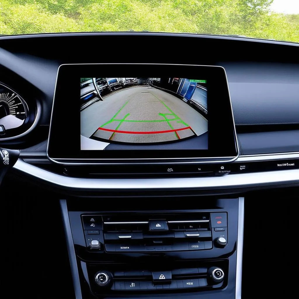 Car Dashboard with Rear View Camera