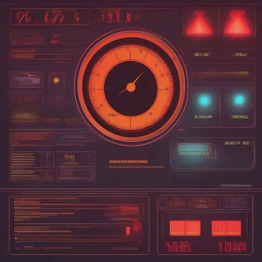 Car dashboard with warning lights