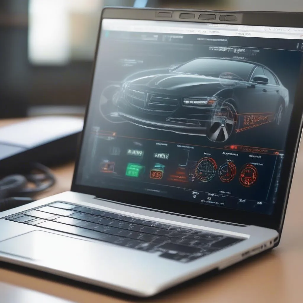 car diagnostic program on laptop