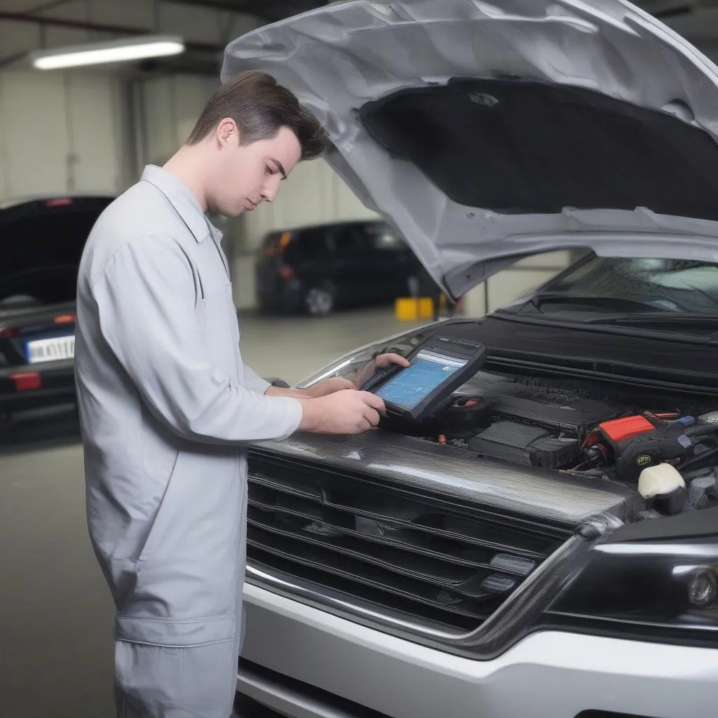 Car Diagnostic Scanner In Use