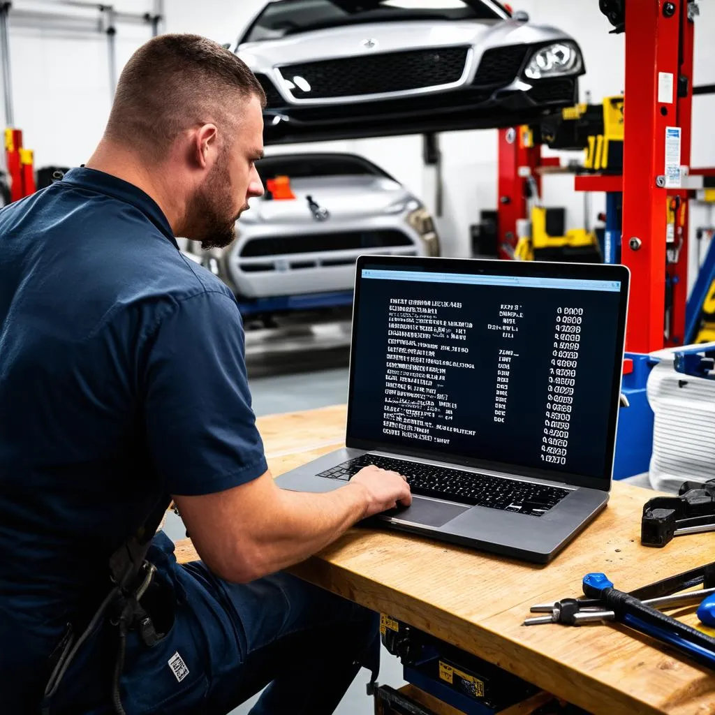 Mechanic Analyzing Diagnostic Trouble Codes