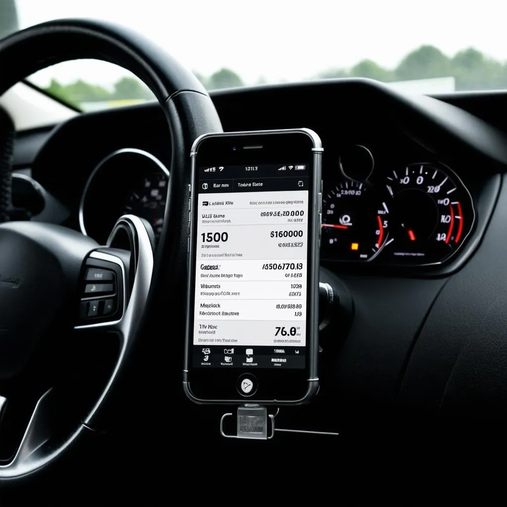 Smartphone displaying car diagnostic data
