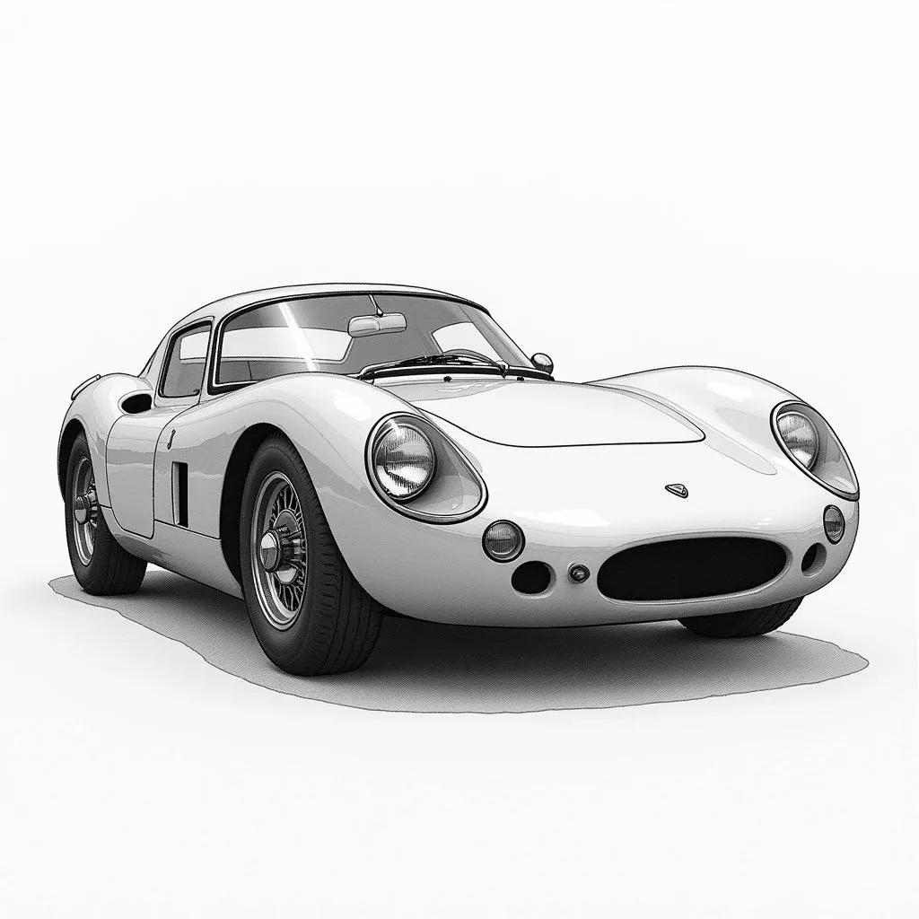 Detailed Car Drawing of a Classic Sports Car