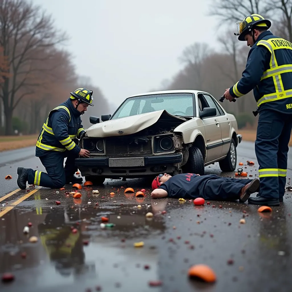 Car Ejection Crash Scene