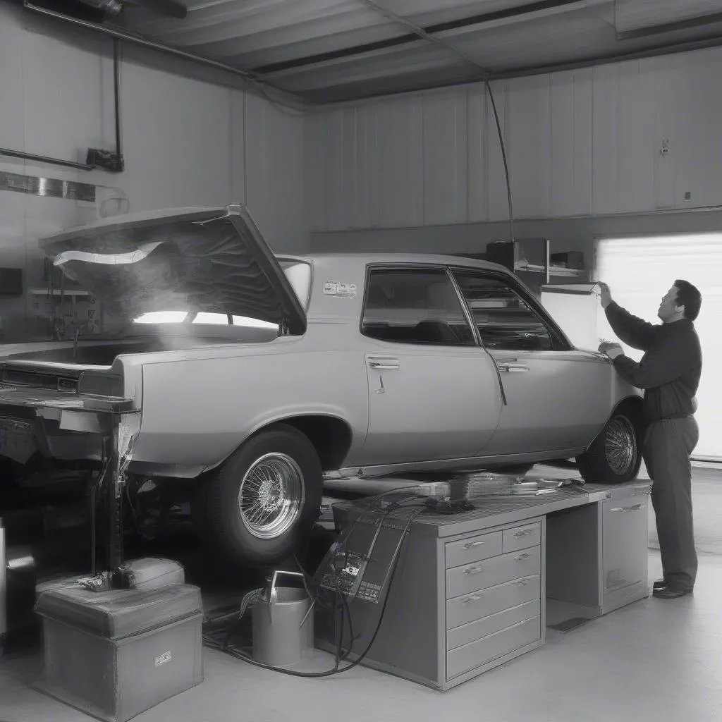 Emissions test in a garage