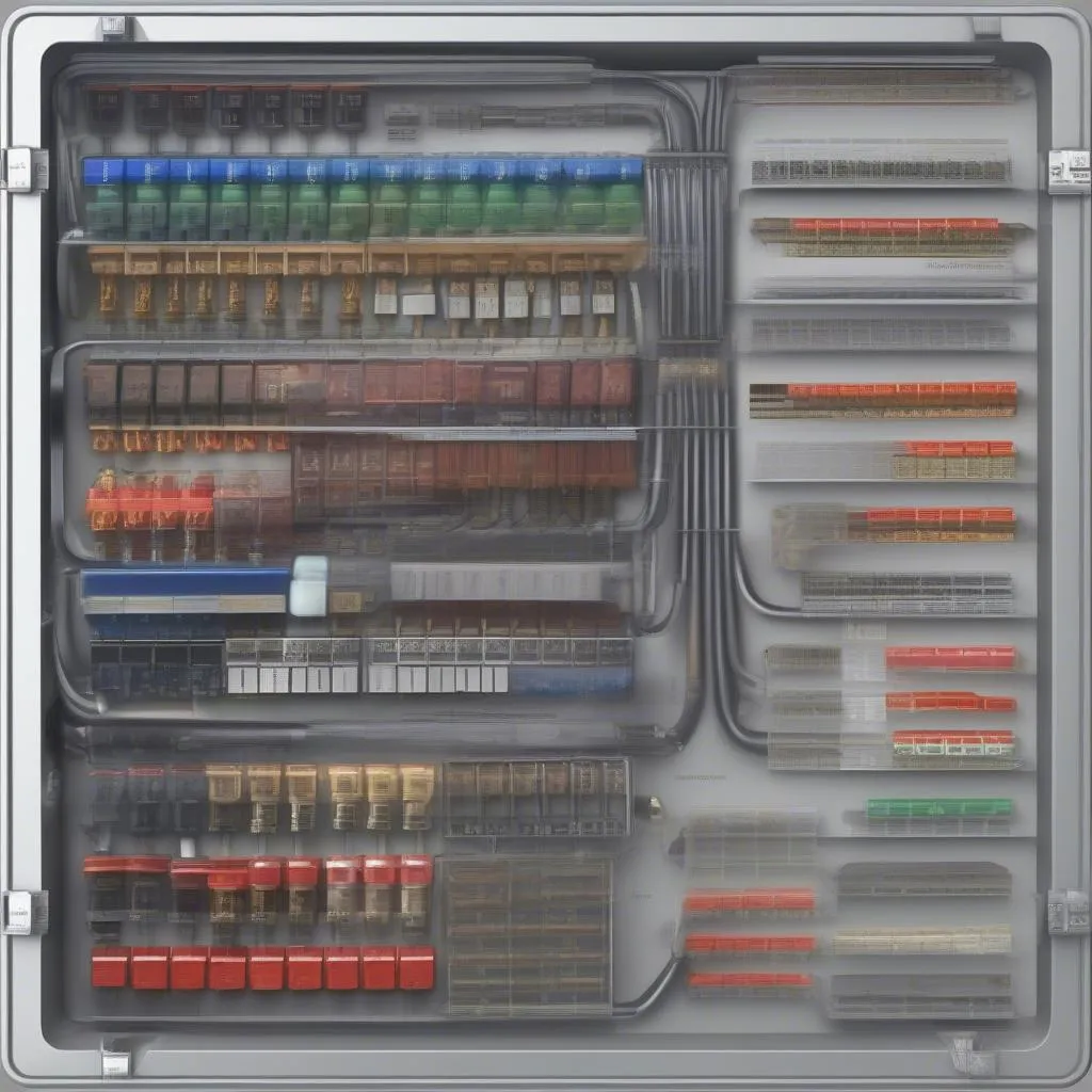 A diagram of a car fuse box, showcasing the location and function of different fuses