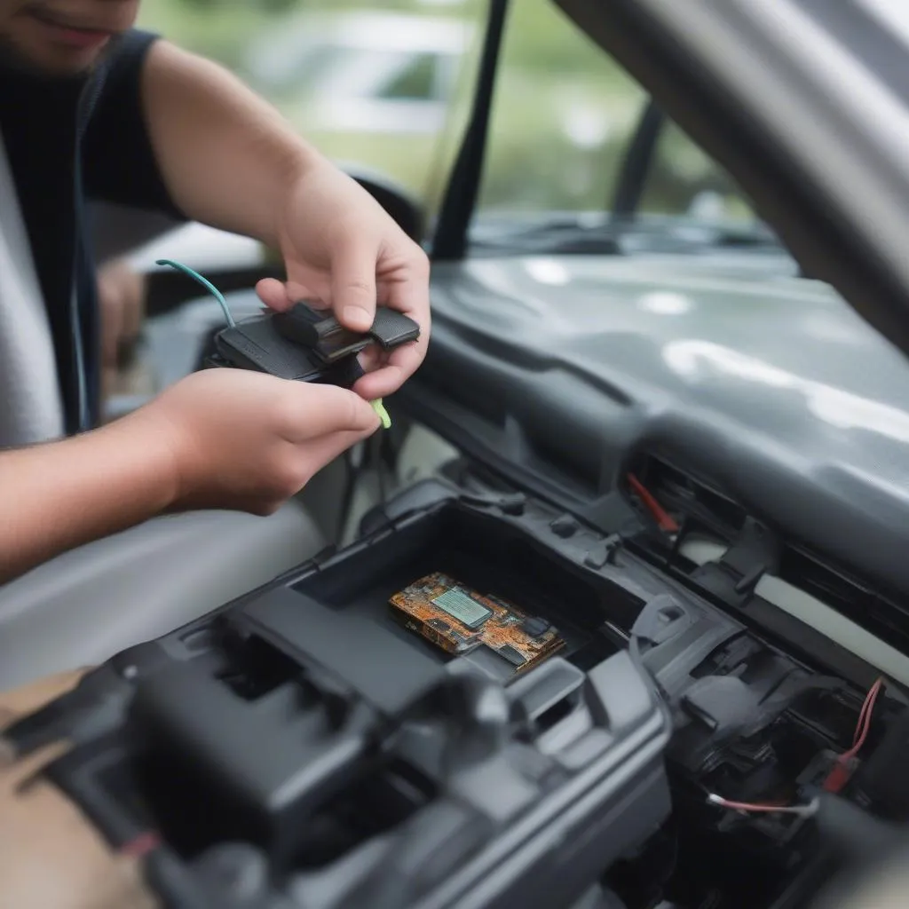 Installation of a car GPS tracking device