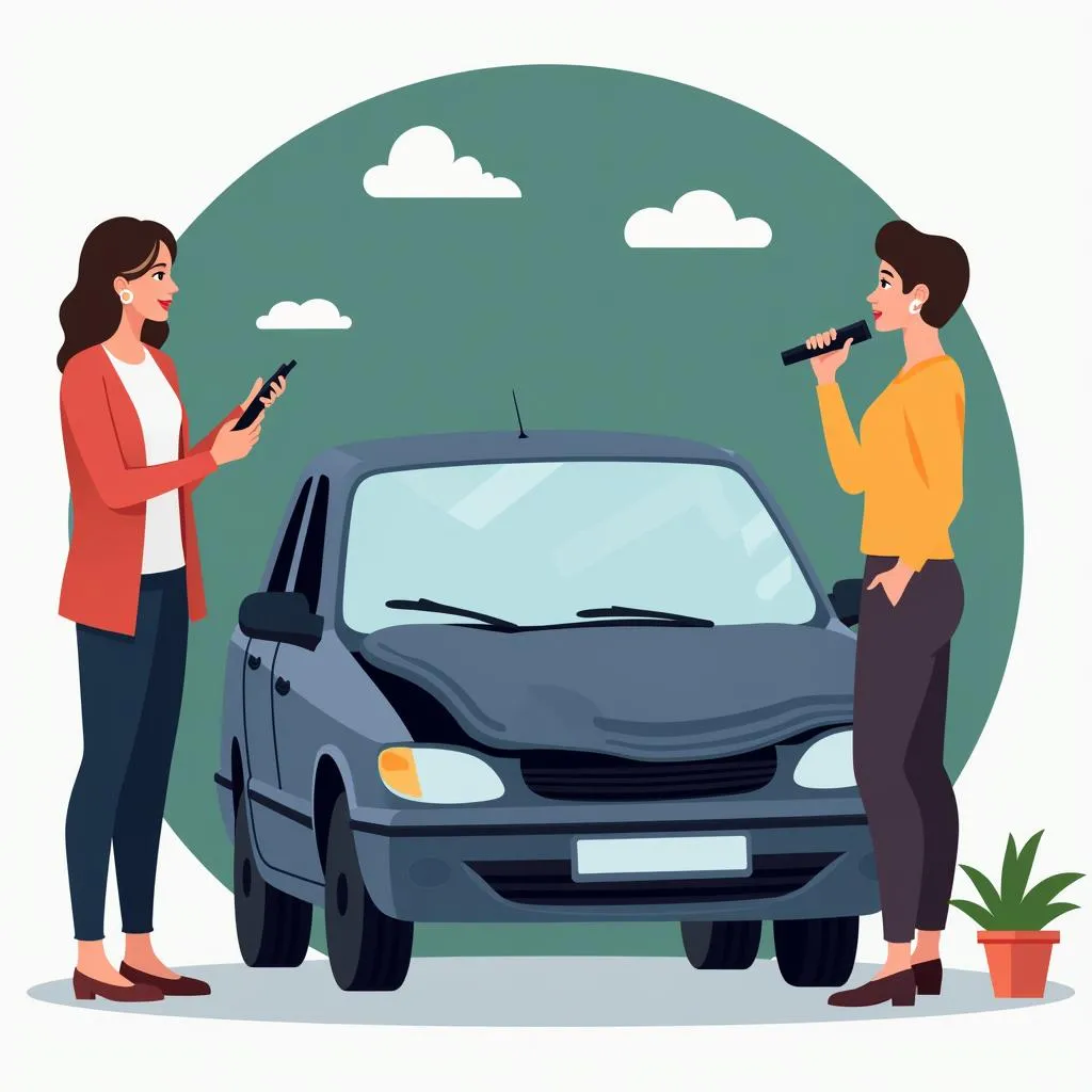 Two People Discussing Car Insurance