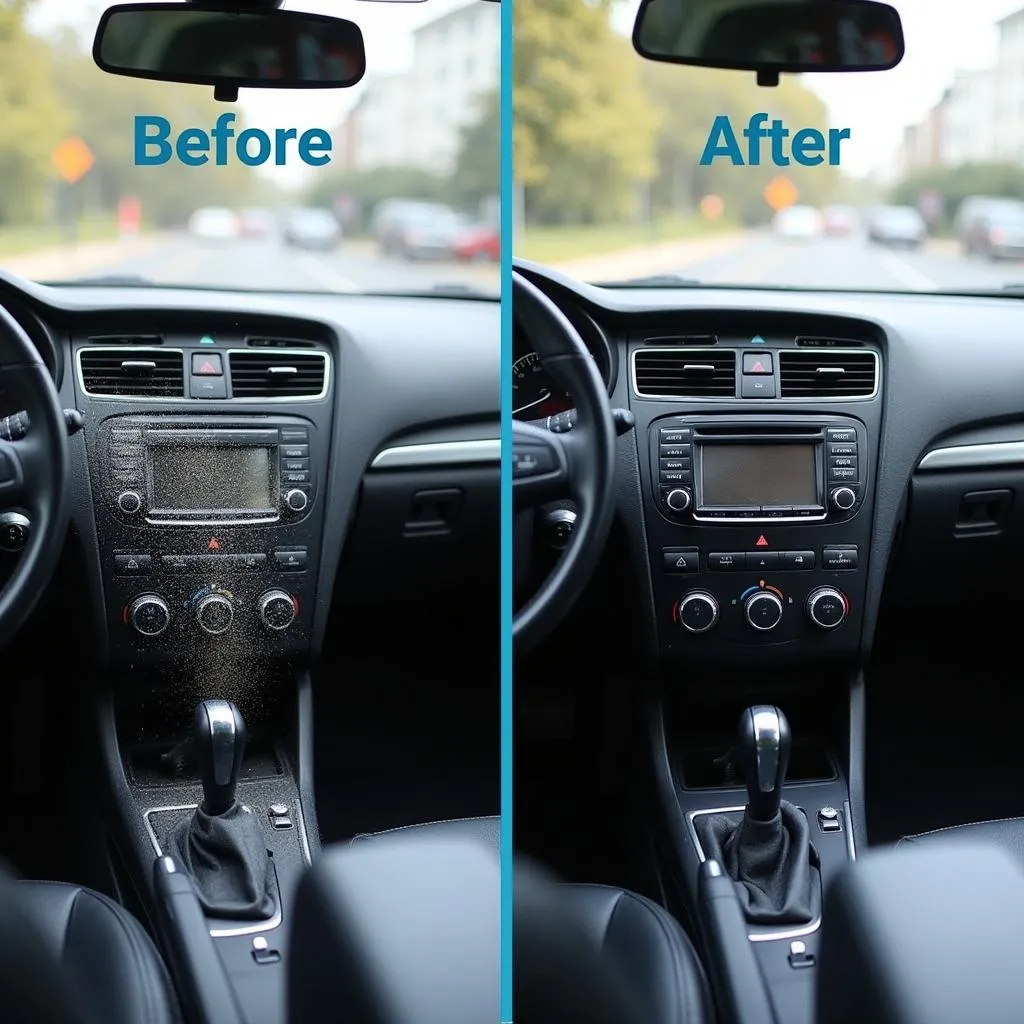 Cleaning car interior with gel