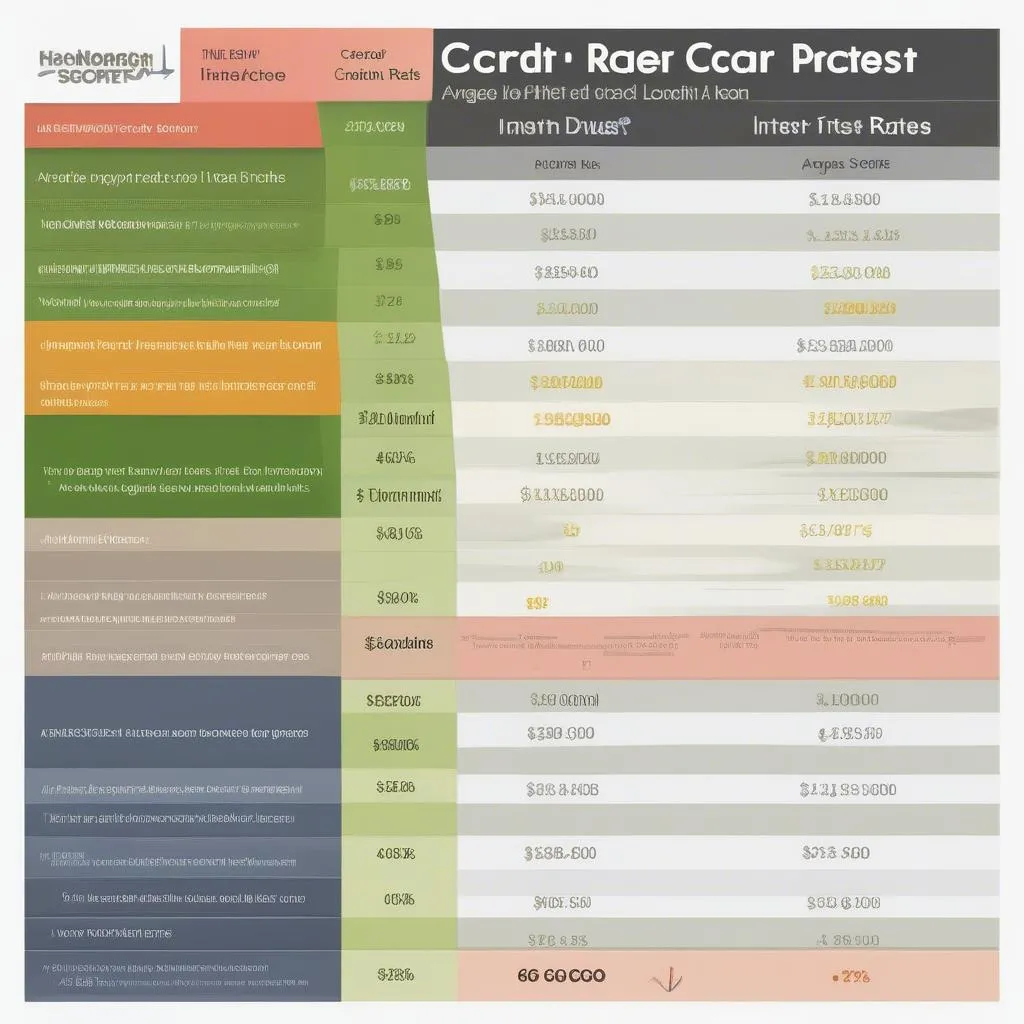 Car Loan Interest Rates Comparison Chart: Showing Average Rates Based on Credit Scores