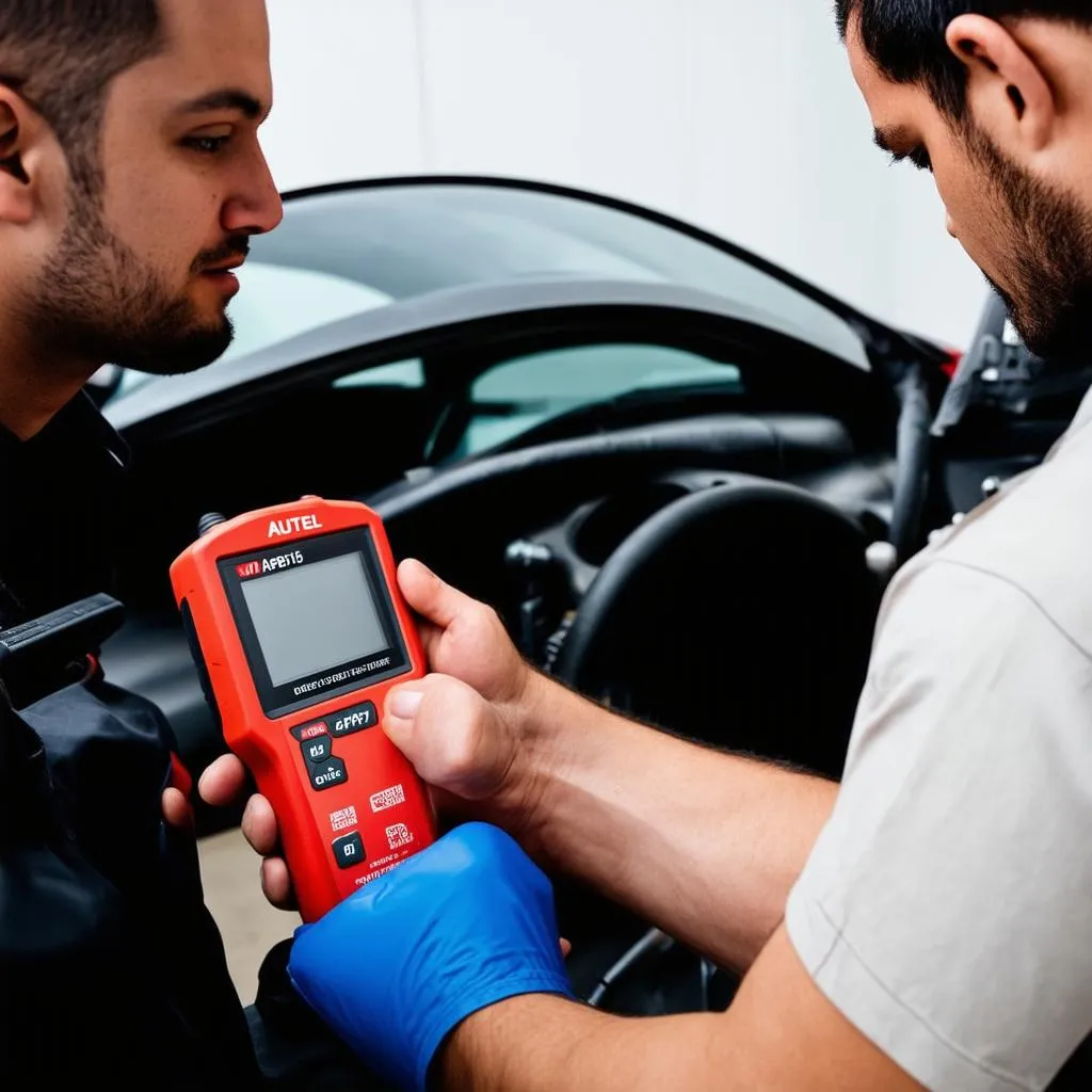 Car Mechanic using Autel APB125