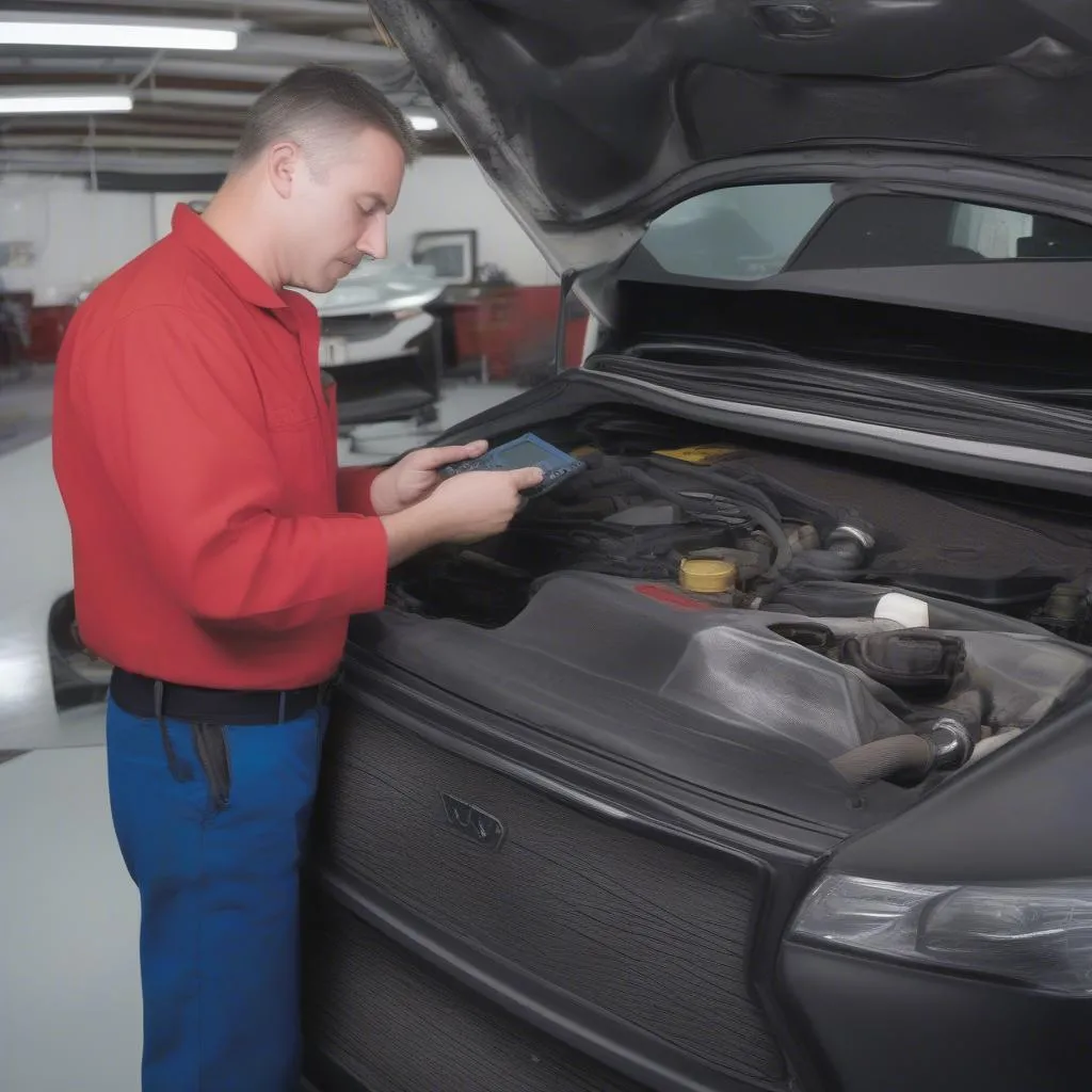 Mechanic Using Car Scan Tool