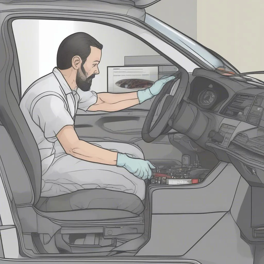 Car Mechanic Diagnosing