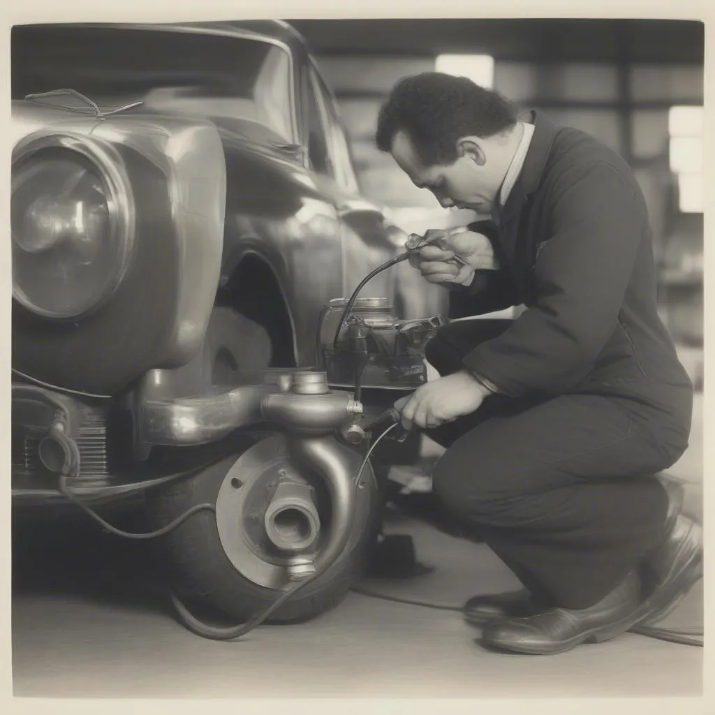 Mechanic Inspecting Car