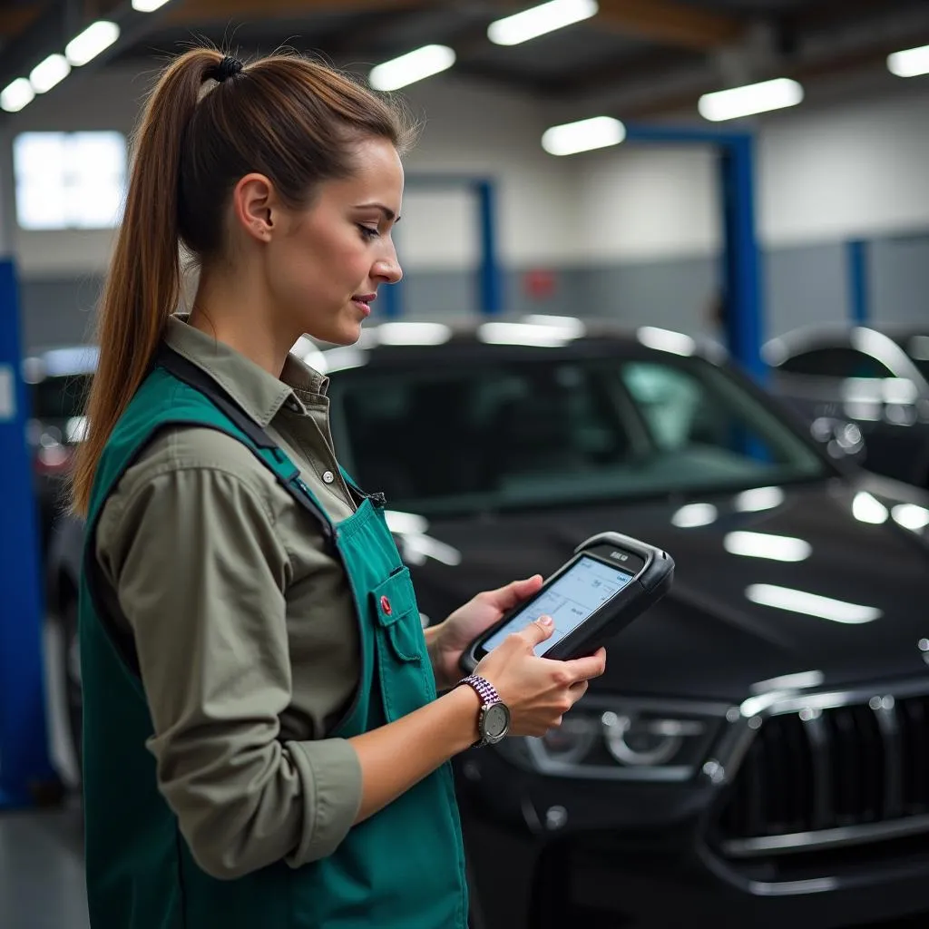 Car Owner Using a Creader Scan Tool