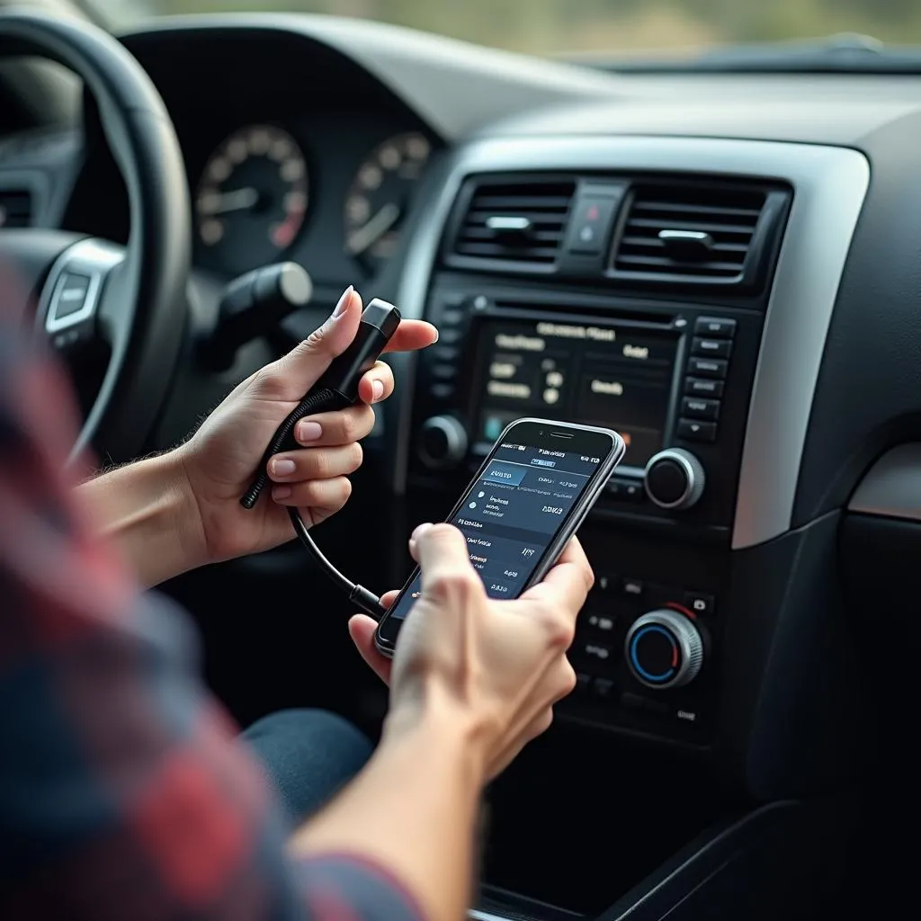 Car Owner Using OBD2 Scanner