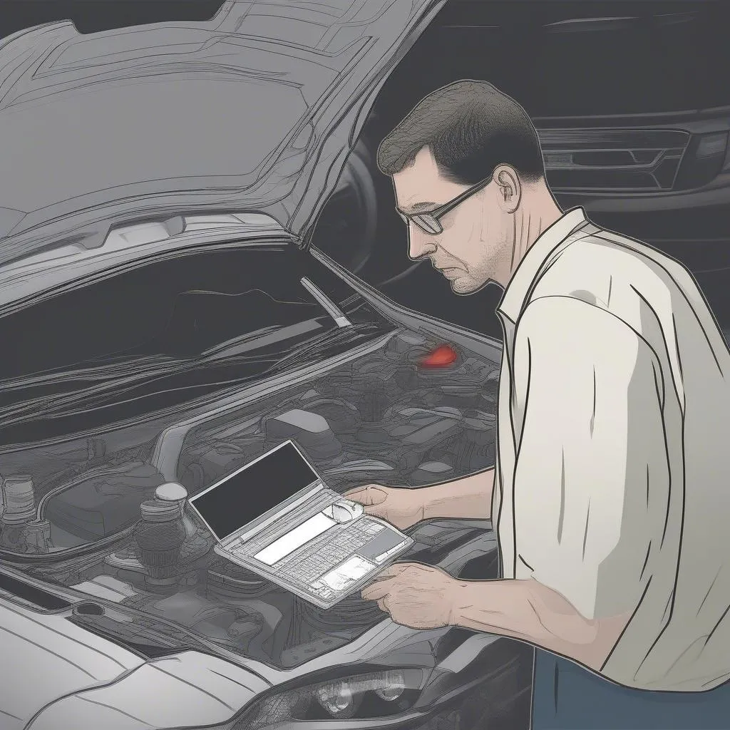 Car Owner with a Computer Scan and Removal Tool