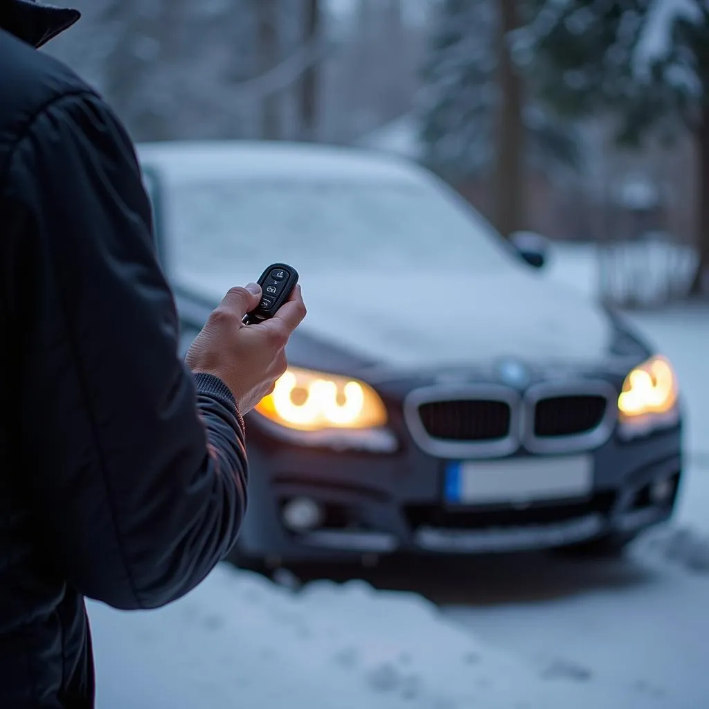 Car Parked in Snow with Remote Start