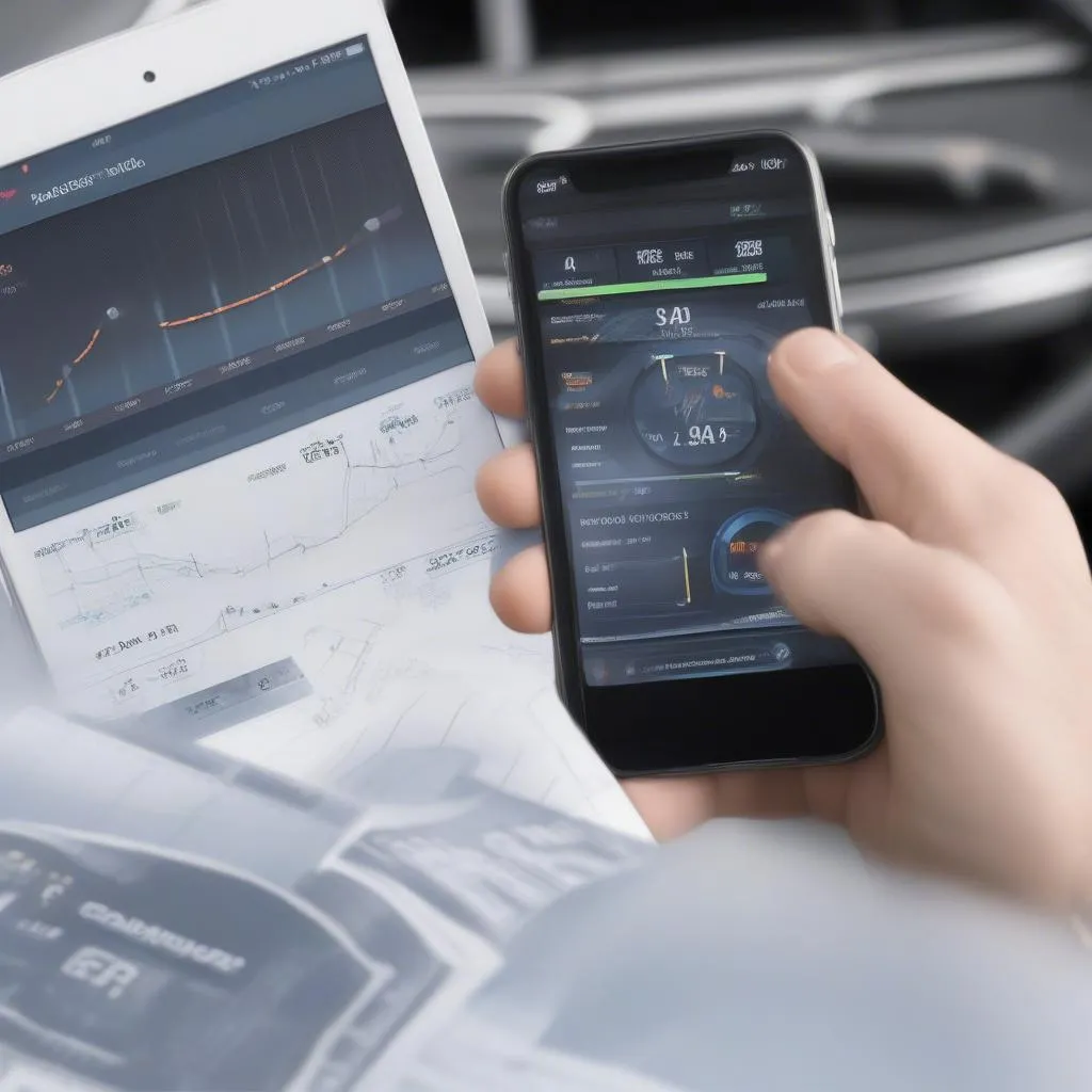 Smartphone screen displaying car performance data