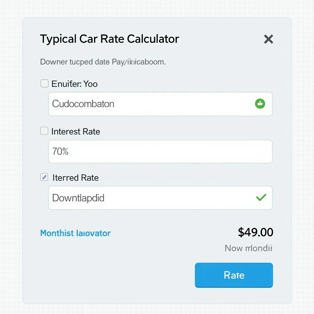 Car Rate Calculator Interface