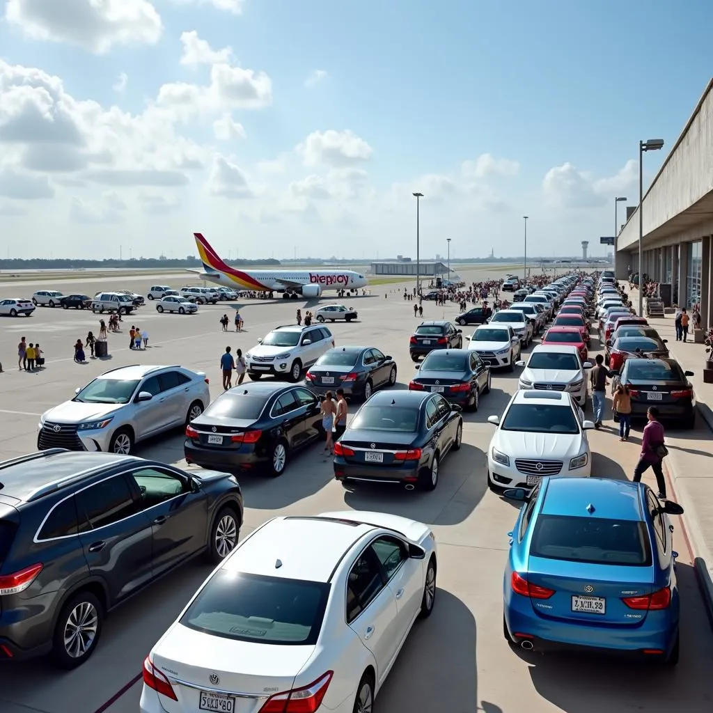 Car rental lot at Cancun International Airport