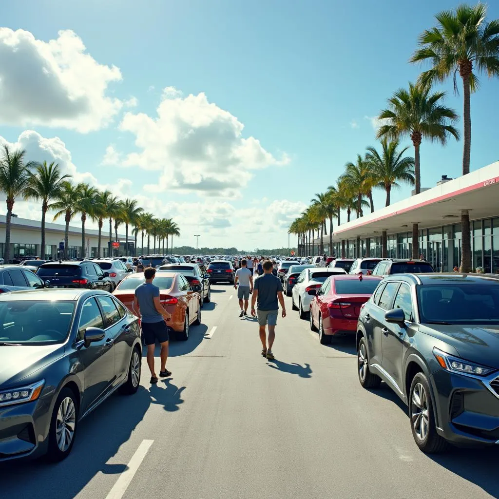 Car rental pickup area at Fort Lauderdale Airport