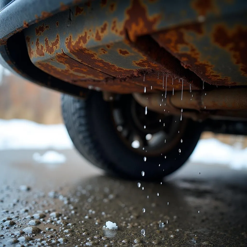 Car rusting after rainstorm