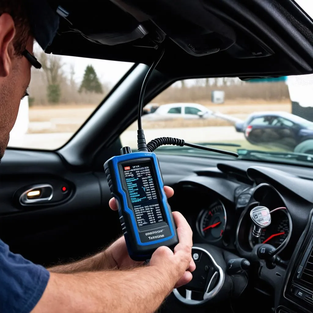 Car Scan Tool Connected to a Car