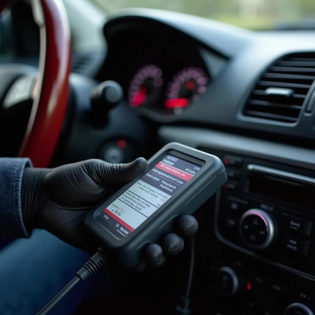 Car Scan Tool Connected to a Car