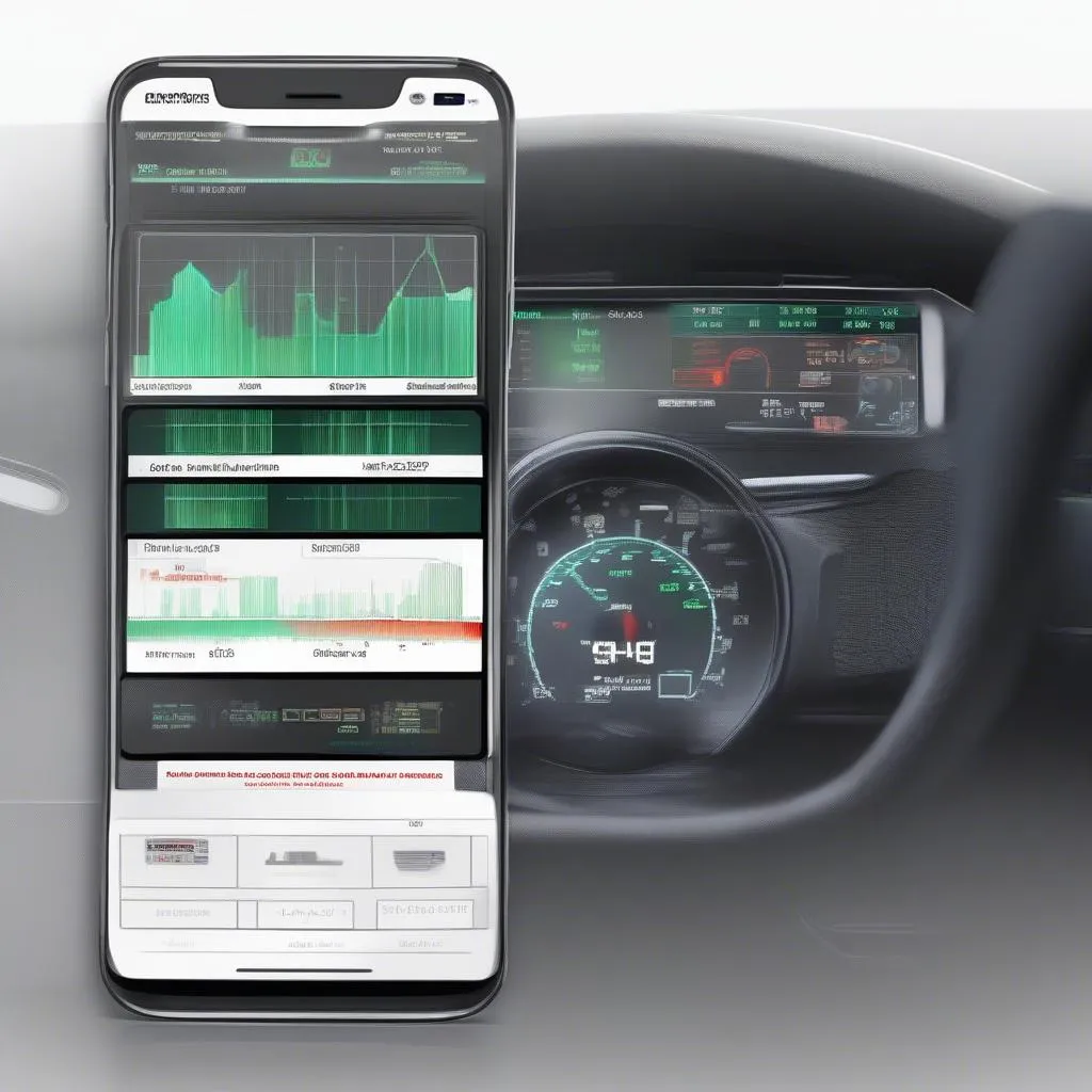 Car scan tool displaying live data streams