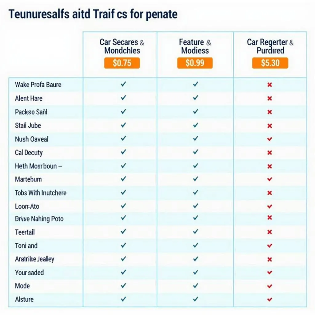 Car Search Engine Comparison Chart