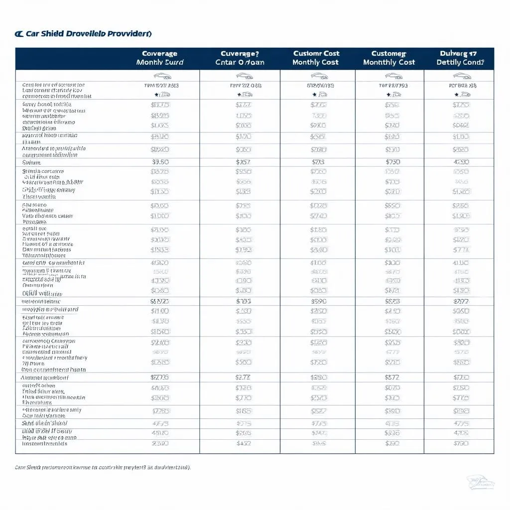 car shield comparison chart