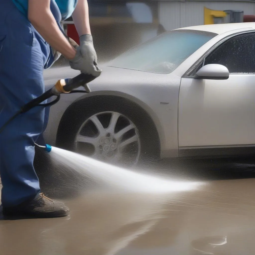 High Pressure Water Jet Cleaning Car